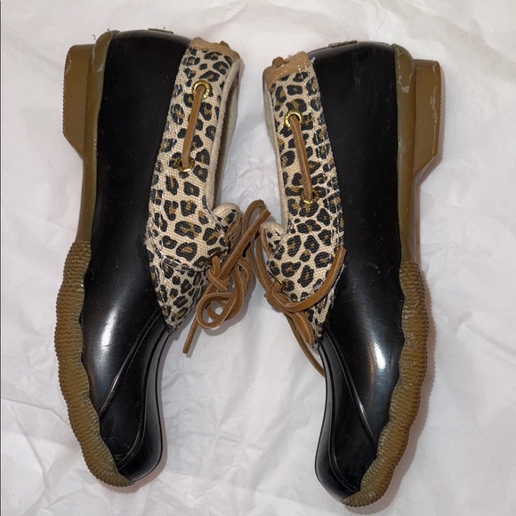 Sperry animal / cheetah Print waterproof Duck Shoes sz 6 1/2 rain boot winter - Picture 8 of 8